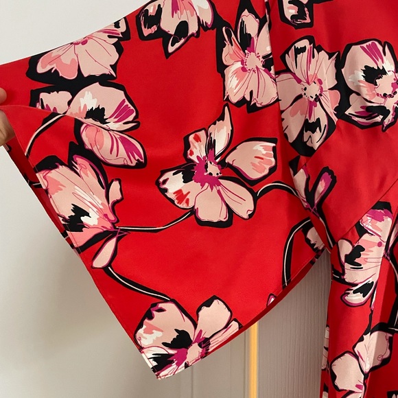 SOLD NWT Lewit Red Poppy Floral Kimono Dress Size 0 - Picture 5 of 8